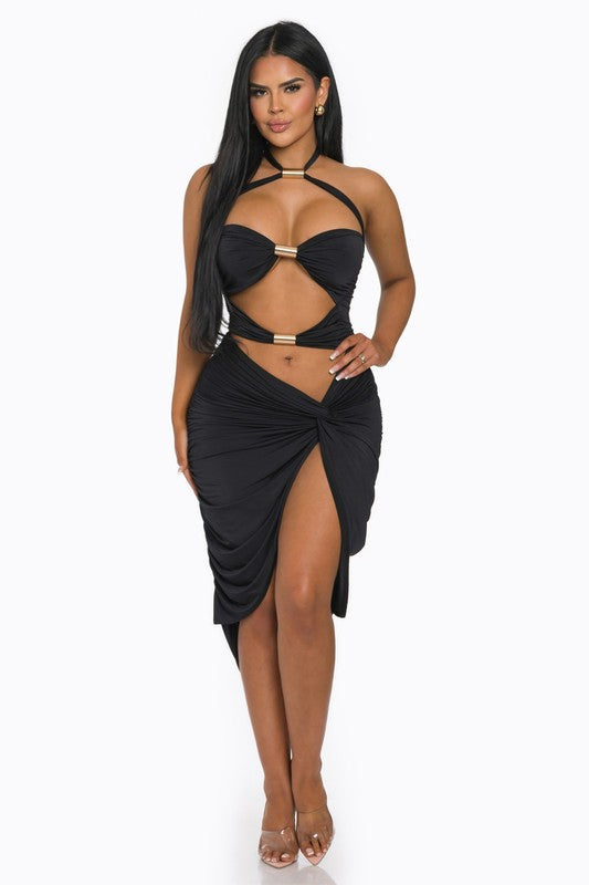 Twist Front Sexy Dress
