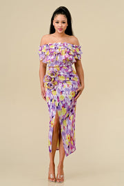 Ruffle Top AND Flower Trim Wrap Skirt Set