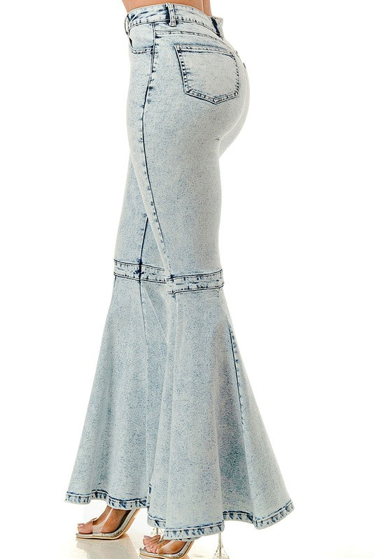 ACID DENIM FLARE PANTS
