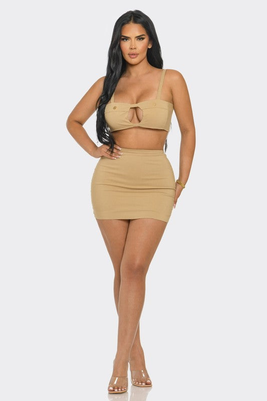 FRONT OPEN TOP SKIRT SET