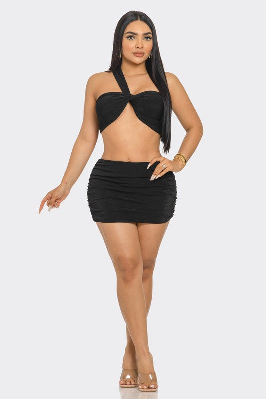 TOP AND MINI SKIRT SET