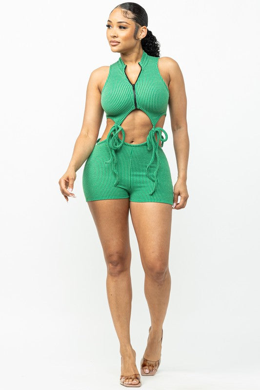 Mock Neck Cut Out Romper