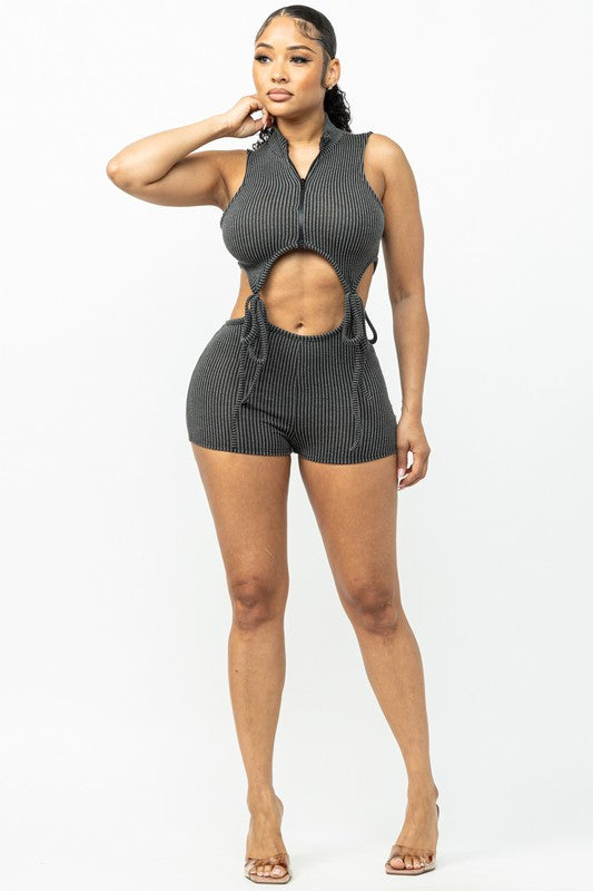 Mock Neck Cut Out Romper