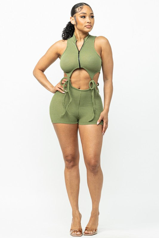 Mock Neck Cut Out Romper