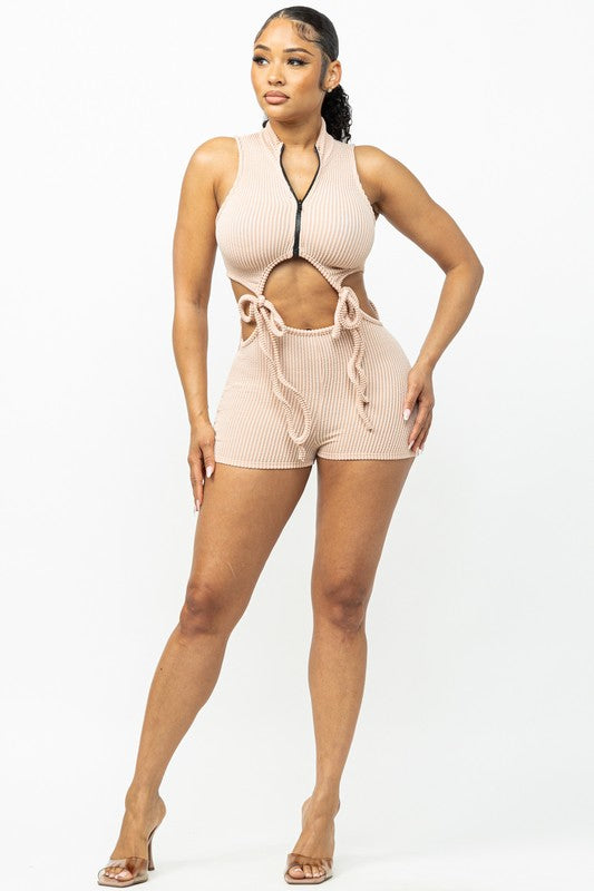 Mock Neck Cut Out Romper