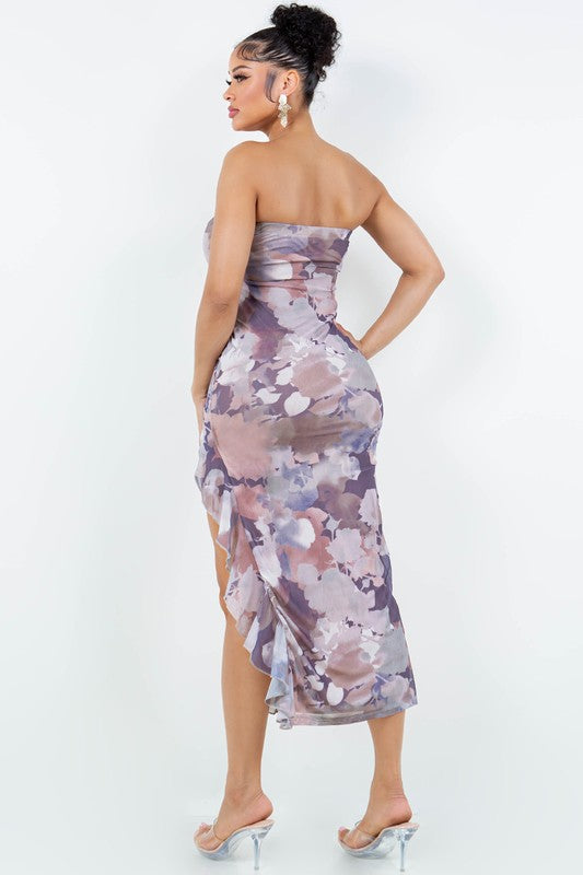 MESH SPLIT MIDI DRESS