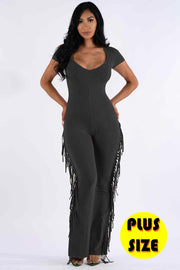 Mineral Washed Fringed Romper