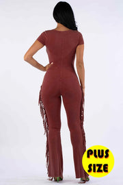 Mineral Washed Fringed Romper