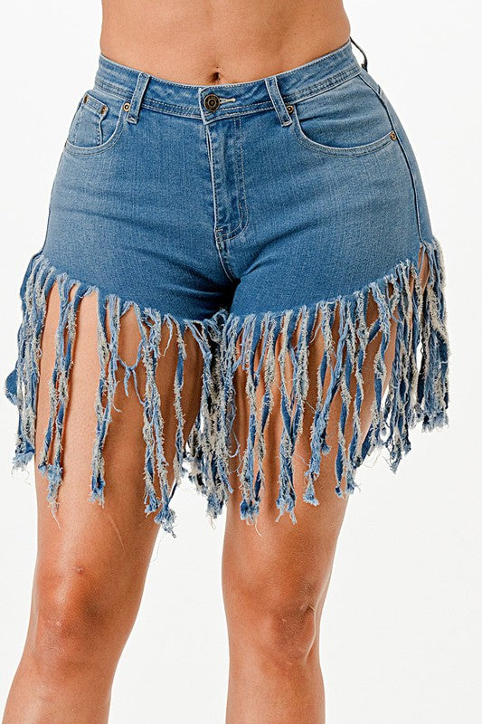 Fringed Denim Short