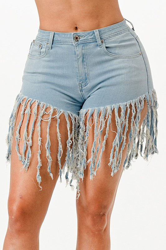 Fringed Denim Short