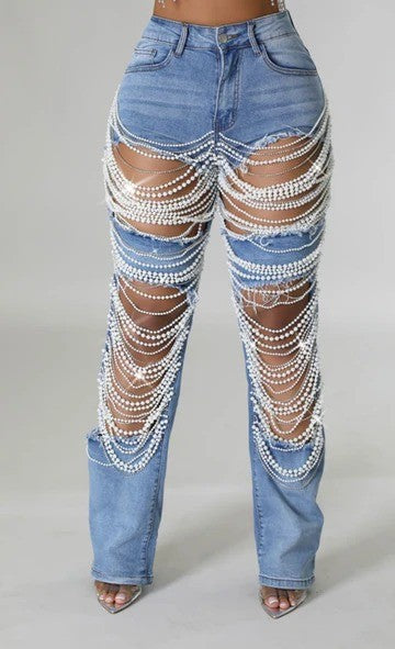 DISTRESSED PEARL JEANS